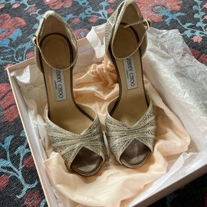 Jimmy Choo Kafta Open-Toe Platform Sandal, Champagne